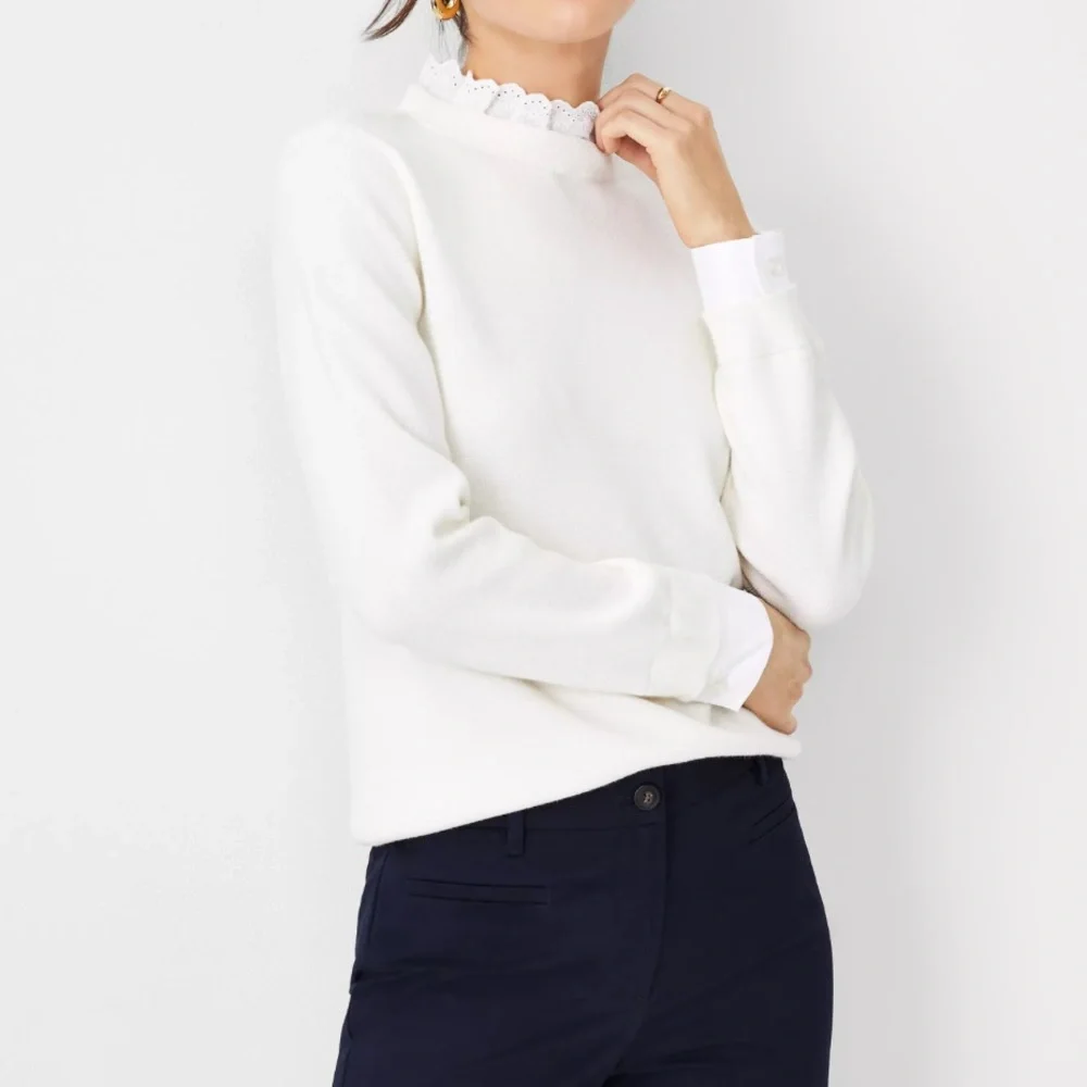 J.Crew factory 100% cotton waffle collar sweater top size XL NWT